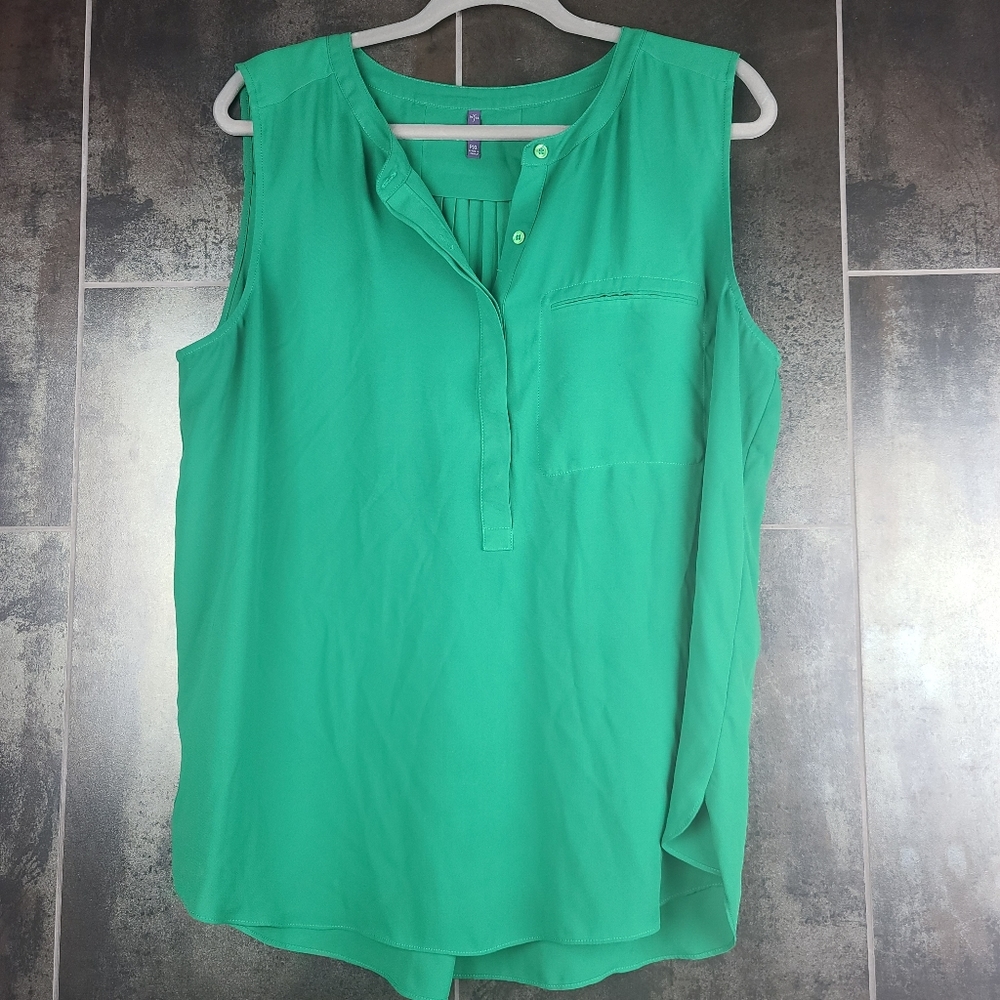 NYDJ Pintuck Tank Green PXL